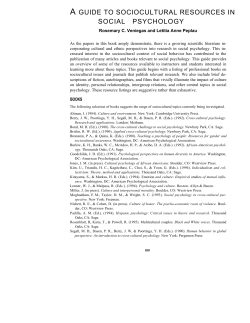 a guide to sociocultural resources in social psychology