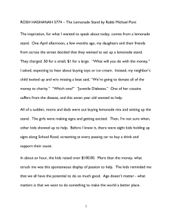 ROSH HASHANAH 5774 &ndash; The Lemonade Stand by Rabbi Michael
