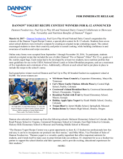 Dannon Yogurt Recipe Contest Winners press release