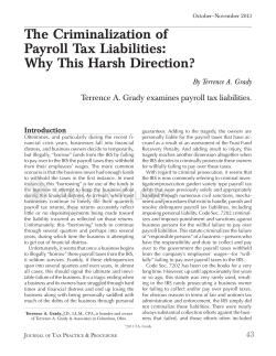 The Criminalization of Payroll Tax Liabilities