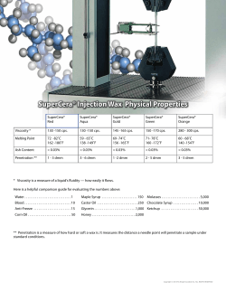 SuperCera&reg; Injection Wax Physical Properties