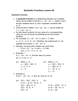 Quadratic Functions Lesson #3