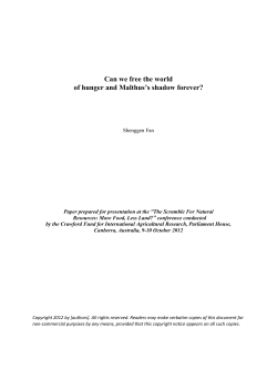 Can we free the world of hunger and Malthus`s