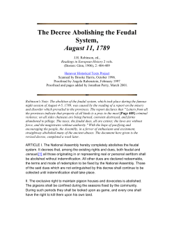 The Decree Abolishing the Feudal System, August 11, 1789