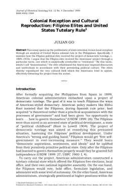 Colonial Reception and Cultural Reproduction: Filipino Elites and
