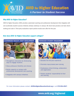 AVID for Higher Education: Building Student Success Partnerships