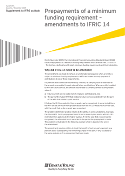 Prepayments of a minimum funding requirement &ndash; amendments