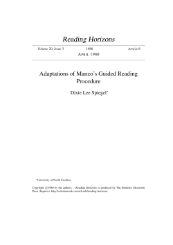 Adaptations of Manzo`s Guided Reading Procedure