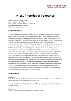 HI180 Theories of Tolerance