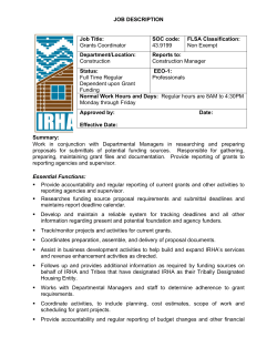 JOB DESCRIPTION Summary: Work in conjunction with