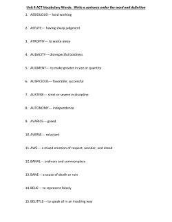 Unit 4 ACT Vocabulary Words: Write a sentence under the word and