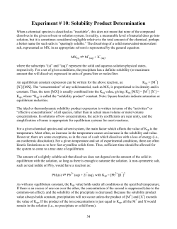 Experiment # 10: Solubility Product Determination