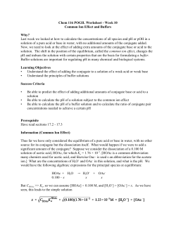 Chem 116 POGIL Worksheet - Week 10 Common Ion Effect and