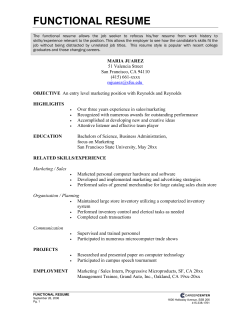 Functional Resume - San Francisco State University