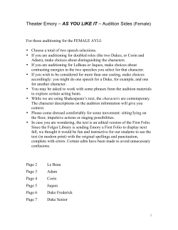Theater Emory &ndash; AS YOU LIKE IT &ndash; Audition Sides (Female)