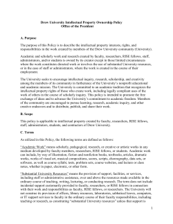 Drew University Intellectual Property Ownership Policy Office of the