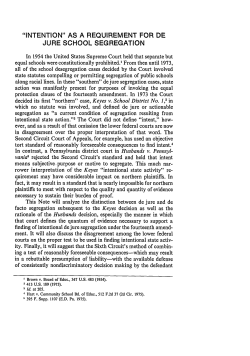 Intention as a Requirement for De Jure School Segregation