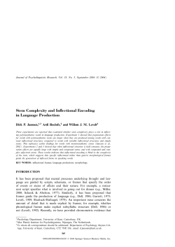 Stem Complexity and Inflectional Encoding in Language Production