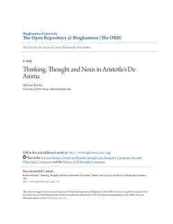 Thinking, Thought and Nous in Aristotle`s De Anima