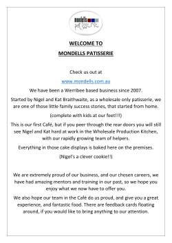 menu - Mondells Patisserie