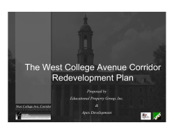 The West College Avenue Corridor R d l t Pl Redevelopment Plan