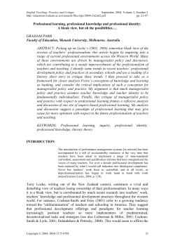 Professional learning, professional knowledge and professional