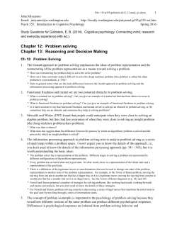 Chapter 12: Problem solving Chapter 13: Reasoning and Decision