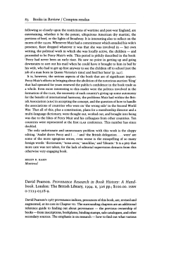 83 Books in Review / Corniptes rendus following so closely upon the