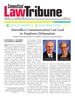 Interoffice Communication Can Lead to Employee Defamation