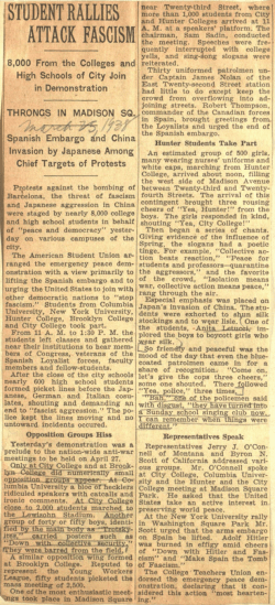 student rallies attack fascism