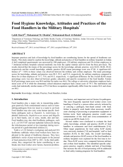 Food Hygiene Knowledge, Attitudes and Practices of the Food