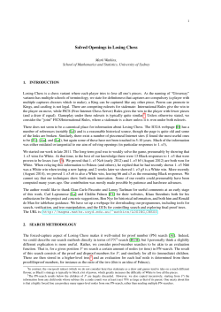Solved Openings in Losing Chess