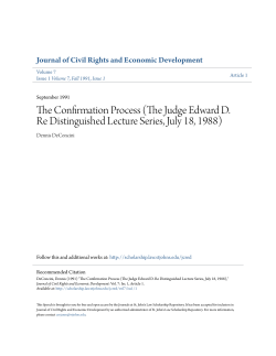 The Confirmation Process (The Judge Edward D. Re Distinguished