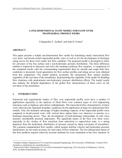 A one-dimensional flow model for flow over trapezoidal profile weirs