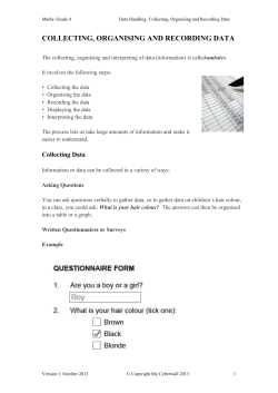Collecting, Organising and Recording Data