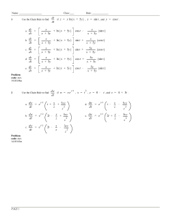dz dt z = x ln x + 5y ) x = sin t y = cost dz dt = x x + 5y + ln x + 5y ) cost