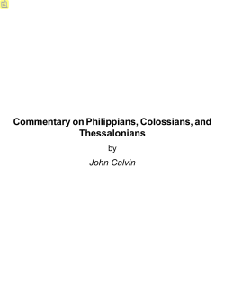 John Calvin - Philippians, Colossians, Thessalonians