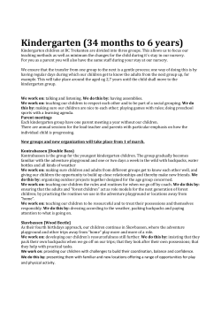 Kindergarten (34 months to 6 years)