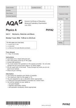 A-level Physics A Question paper Unit 02 - Mechanics