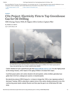 CO2 Project: Electricity Firm to Tap Greenhouse Gas for Oil Drilling