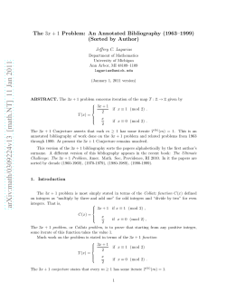The 3x + 1 Problem - at www.arxiv.org.