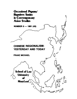 Chinese Regionalism: Yesterday and Today