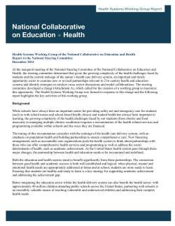 Health Systems Working Group Report