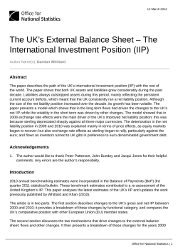 The UK`s External Balance Sheet - Office for National Statistics