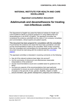 Adalimumab and dexamethasone for treating non-infectious