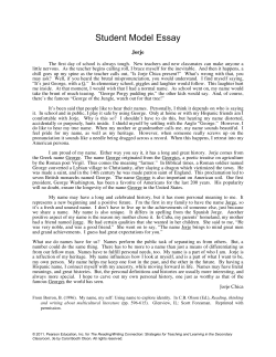 Student Model Essay by Jorje Chica