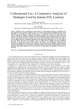 Collocational Use: A Contrastive Analysis of Strategies Used by