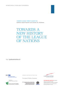 Towards a New HisTory of THe League of NaTioNs