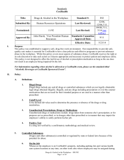 Drug and Alcohol Policy at CoxHealth and Cox College, including