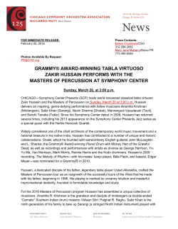 grammy&reg; award-winning tabla virtuoso zakir